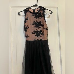 pink and black tulle dress